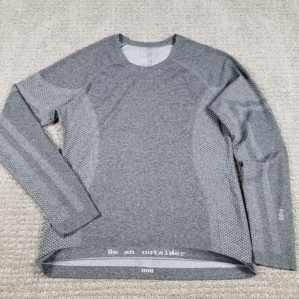 FIGS Salta Seamless Top Women 2XL Gray Long Sleeve Underscrub Medical Athletic